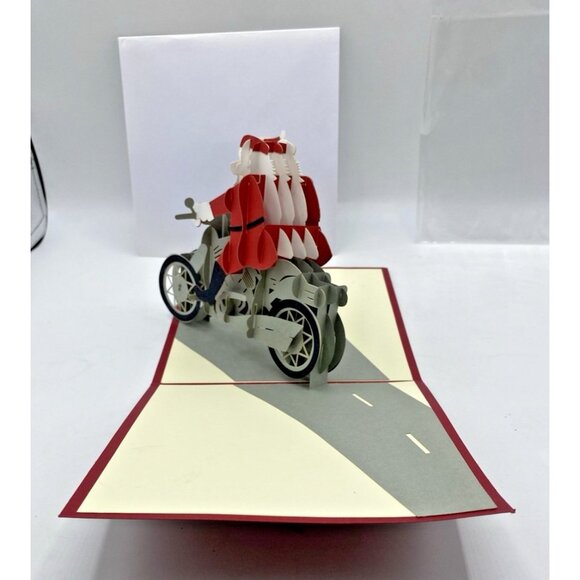 Pop Up Merry Christmas Santa on Motorcycle Greeting Card Biker Collectible 3D - Picture 3 of 10